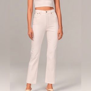 A&F Ultra High Rise Ankle Straight White Jeans